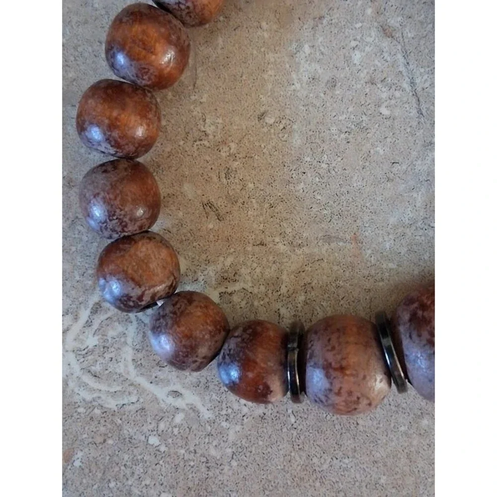 Brown and Multicolored Colorful Wooden Beaded Stretch Bracelets Bundle Set of 2